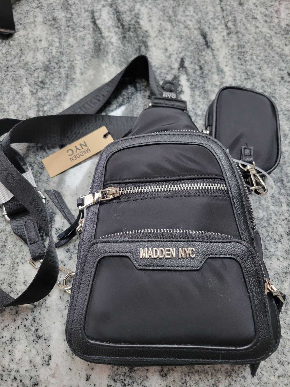 Steve Madden Black Crossbody Sling Backpack